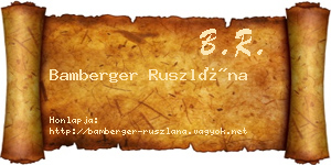 Bamberger Ruszlána névjegykártya